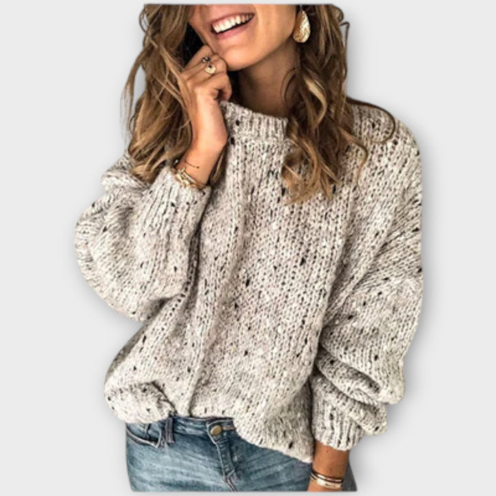 Cynthia | Speckled Chunky Knit Mock Neck Sweater