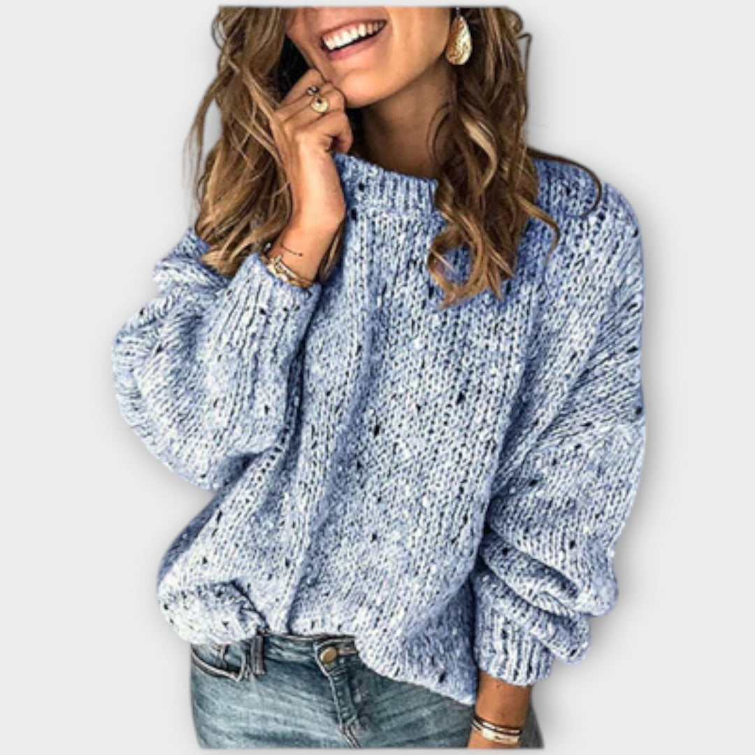 Cynthia | Speckled Chunky Knit Mock Neck Sweater