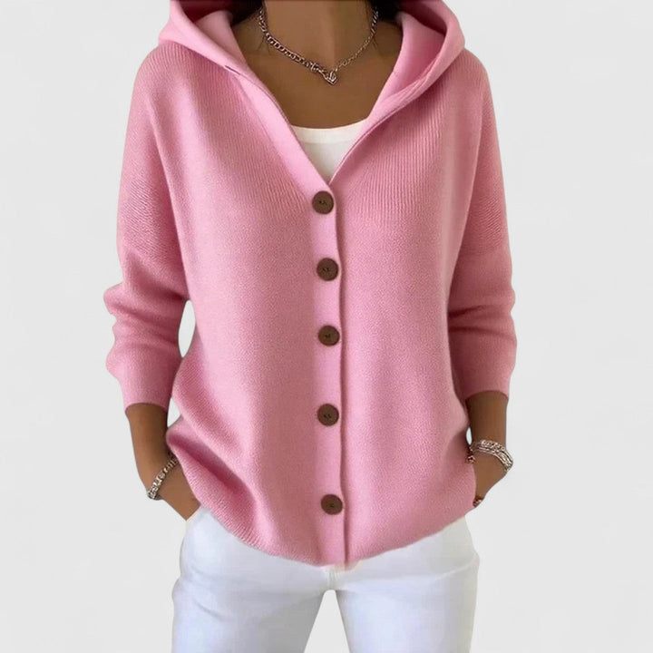Evangelina | Hooded Button-Up Cardigan with Long Sleeves
