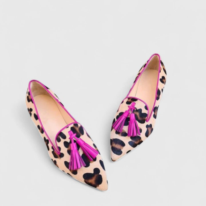 Wenona | Leopard Print Pointed Loafers with Tassels