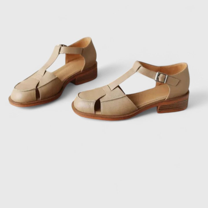 Sabella | Closed-Toe T-Strap Sandals with Buckle