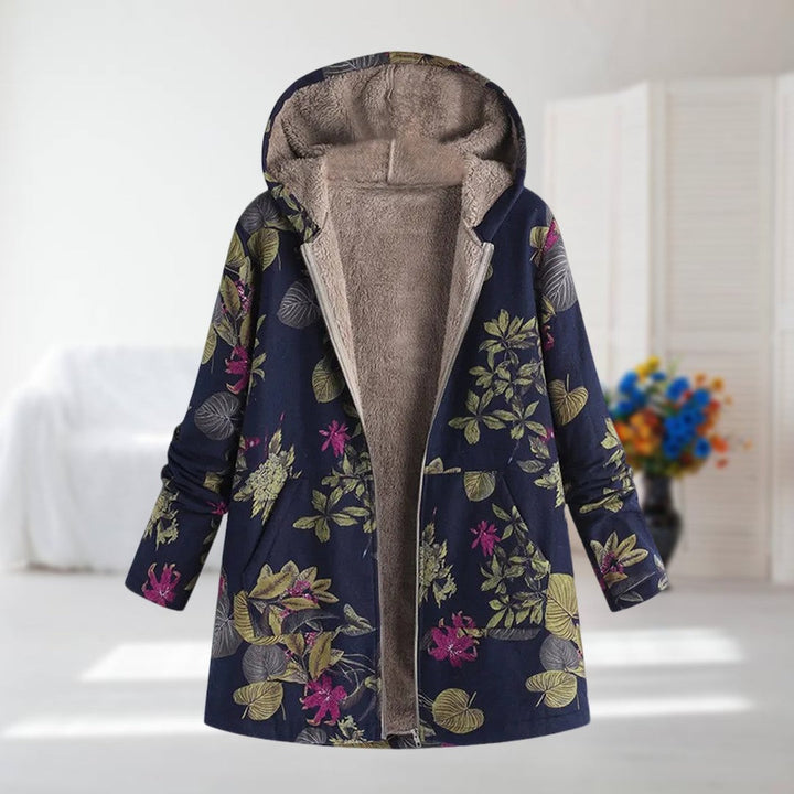 Sibel | Floral Hooded Winter Jacket with Fleece Lining