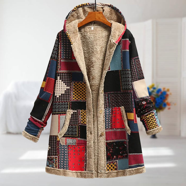 Sibel | Floral Hooded Winter Jacket with Fleece Lining