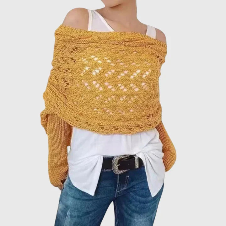 Alise | Open Knit Wrap Sweater with Sleeves