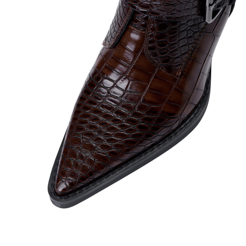 Carmela | Croc Embossed Pointed Toe Western Boots