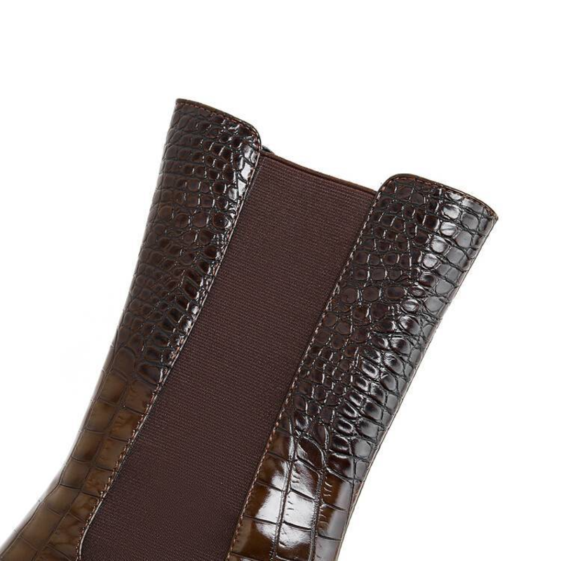 Thelma | Croc Embossed Chelsea Boots with Platform