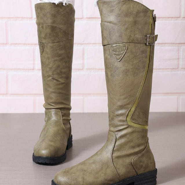 Zaida | Buckle Strap Knee-High Riding Boots