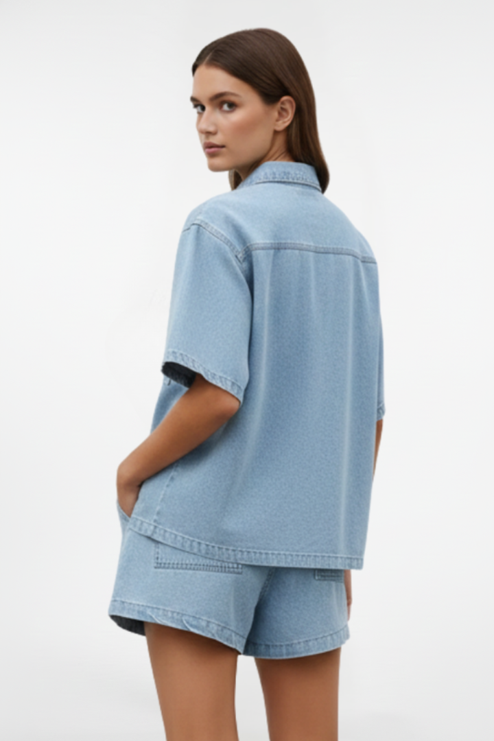 Aliyah | Denim Two Piece Set with Shorts