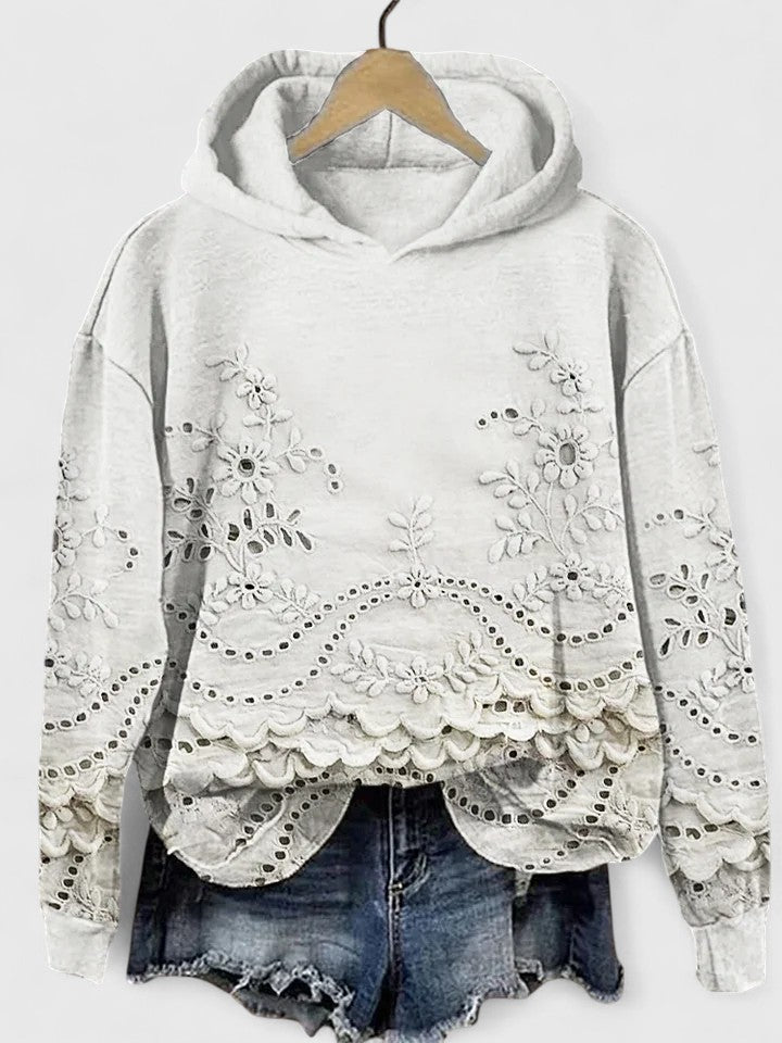 Lena | Floral Embroidered Eyelet Lace Hoodie