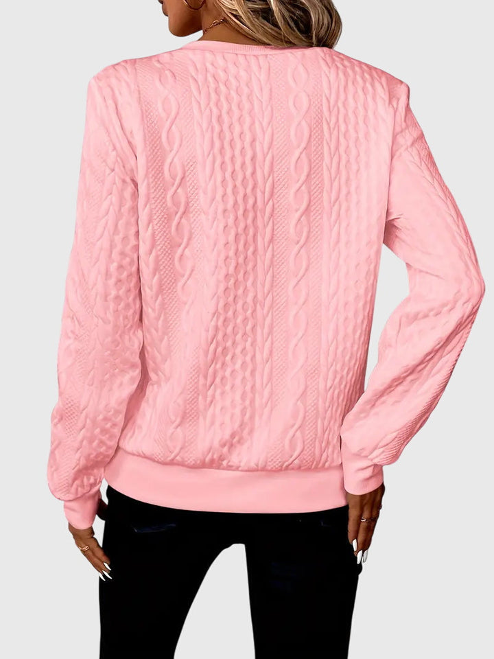 Leslie | Cable Knit Quarter Zip Sweater Pullover