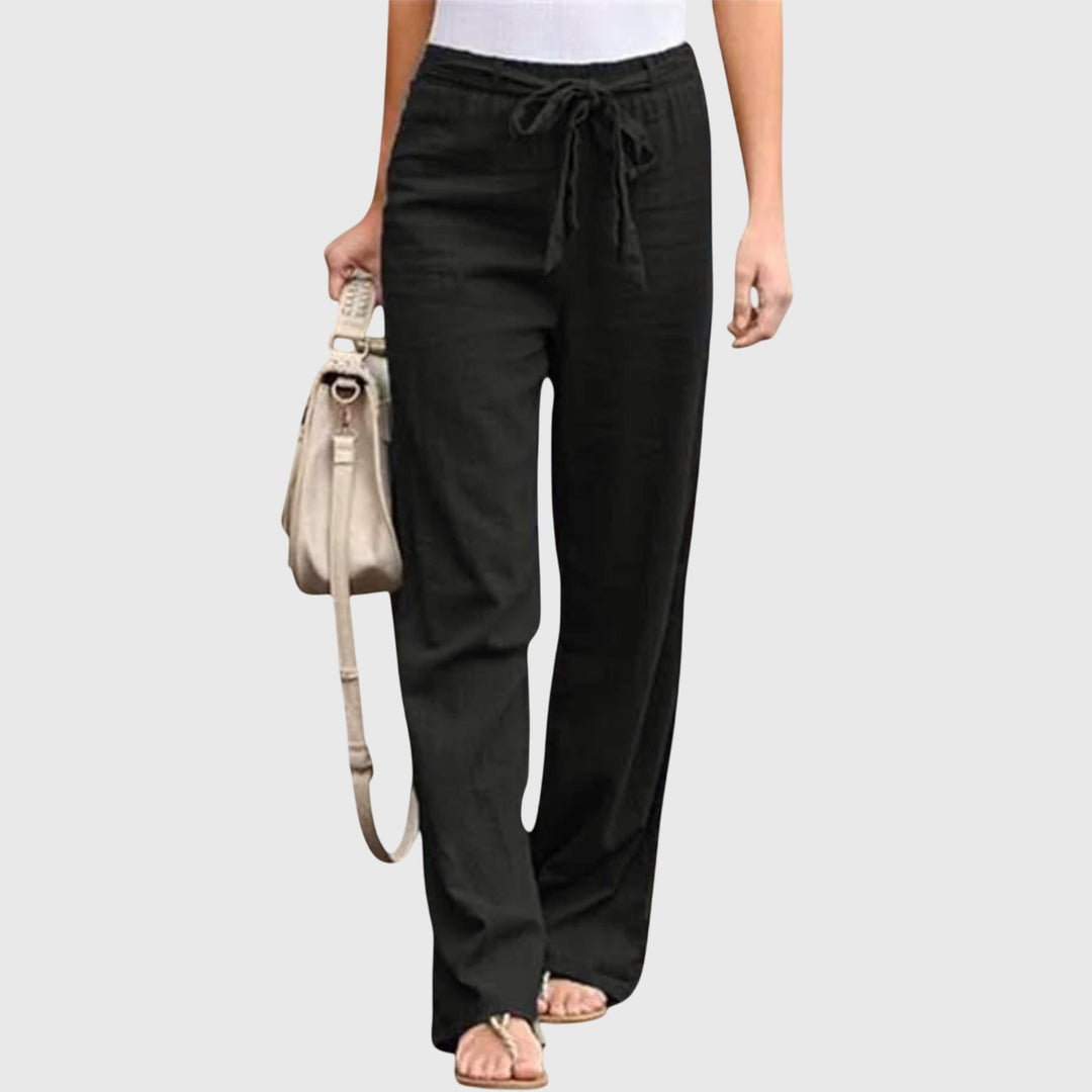 Mariel | Wide Leg Linen Pants with Tie Belt