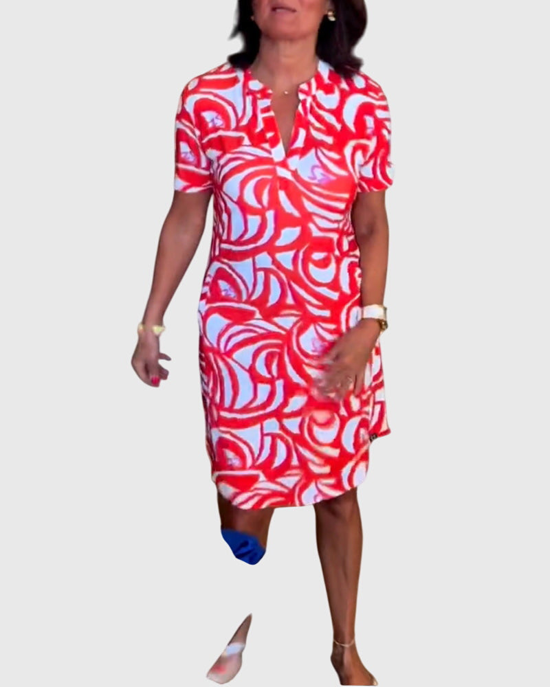 Yvaine | Abstract Print Shirt Dress with Pockets