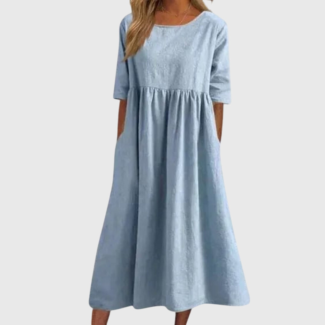 Lila | Short Sleeve Empire Waist Midi Dress