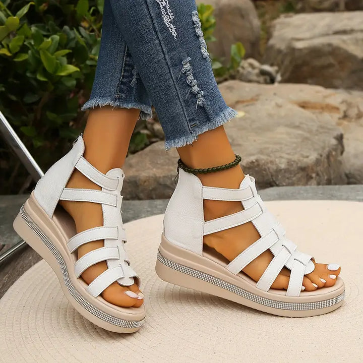 Francine | Gladiator Platform Sandals with Back Zip
