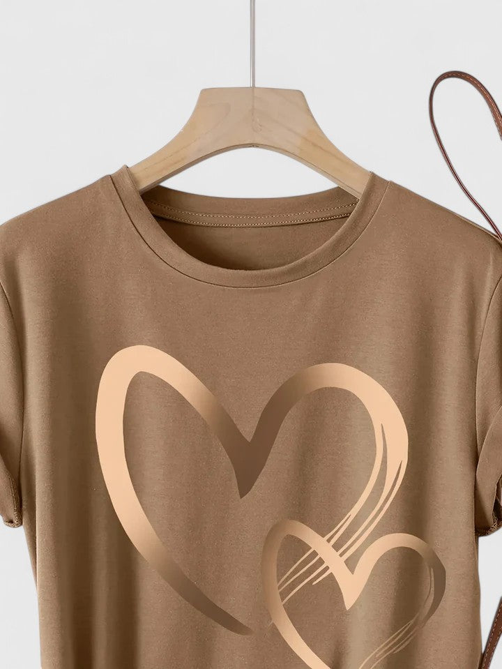 Onella | Heart Print Graphic Tee Short Sleeve