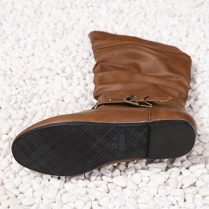 Paige | Slouchy Knee-High Boots with Buckle
