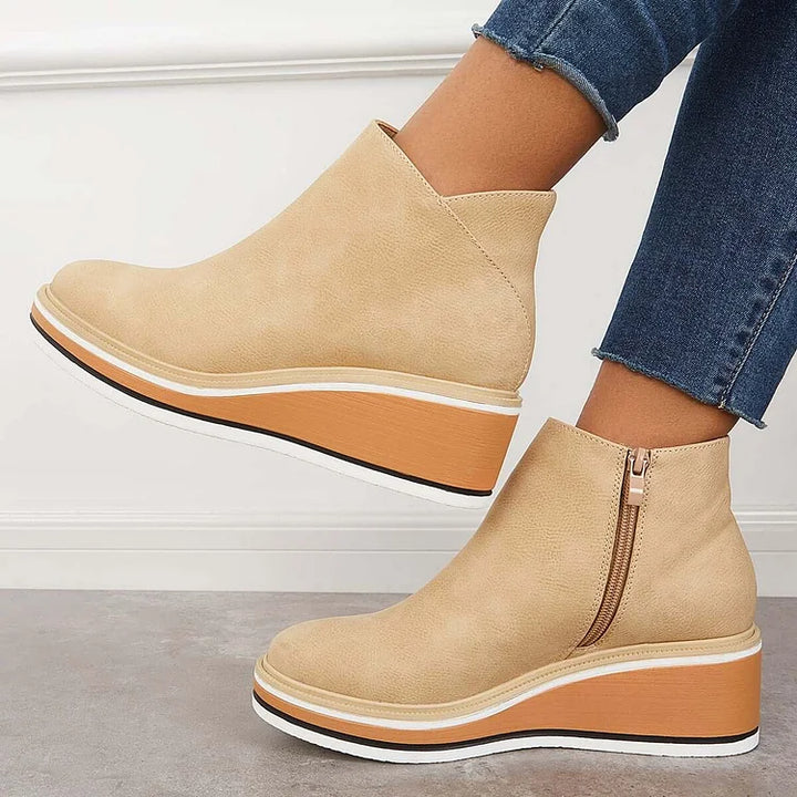 Rosa | Closed Toe Wedge Ankle Boots with Zipper