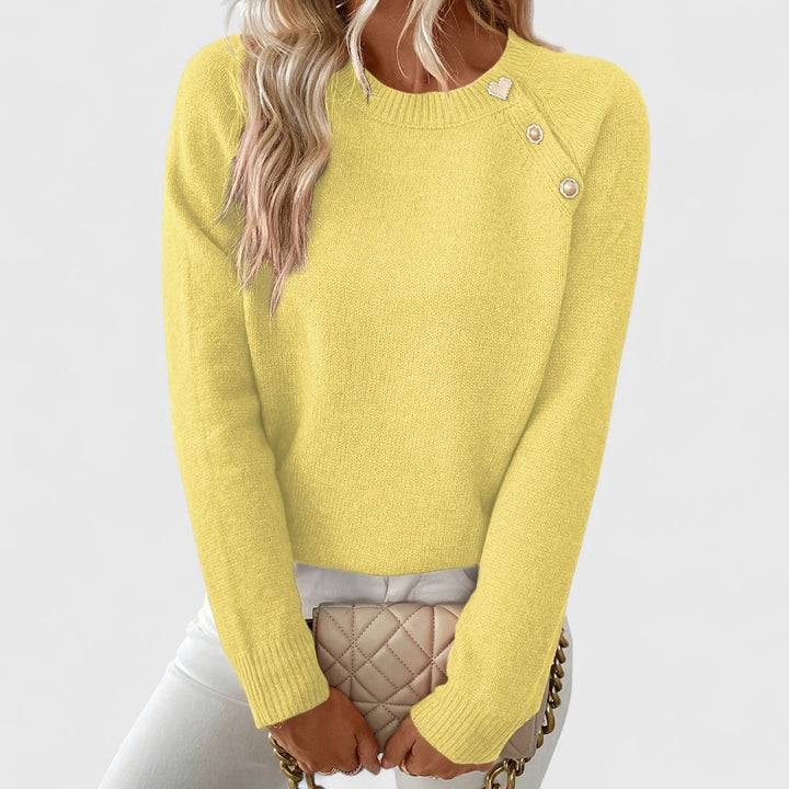Bettina | Knit Pullover Sweater with Pearl Buttons