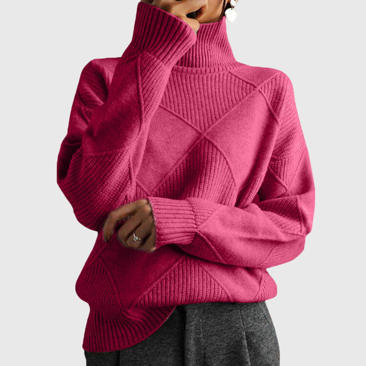 Neve | Geometric Knit Turtleneck Sweater with Long Sleeves