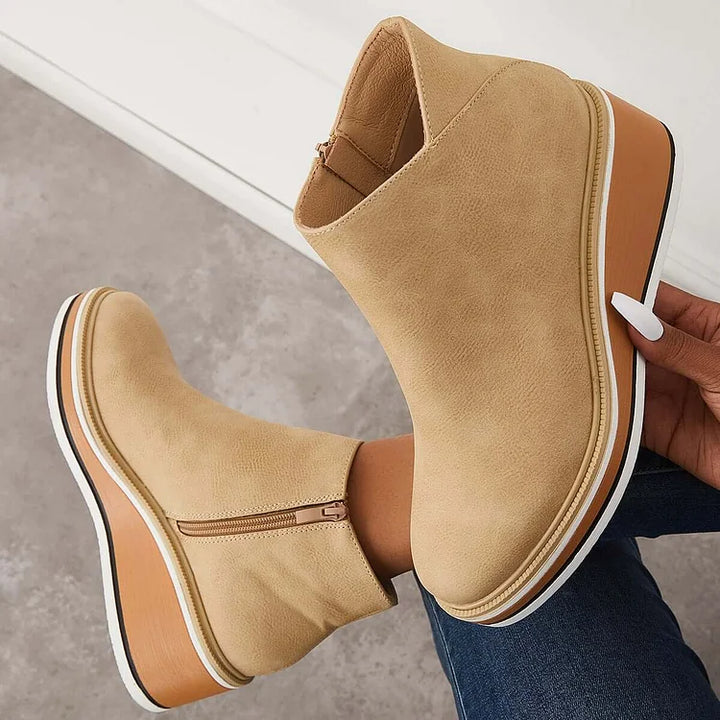 Rosa | Closed Toe Wedge Ankle Boots with Zipper