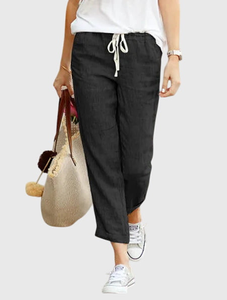 Honor | Drawstring Linen Summer Pants with Tapered Leg
