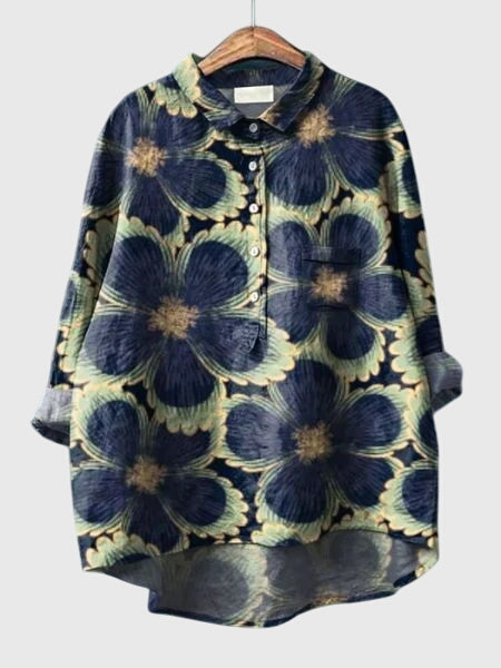 Winona | Floral Print Collared Button-Up Blouse
