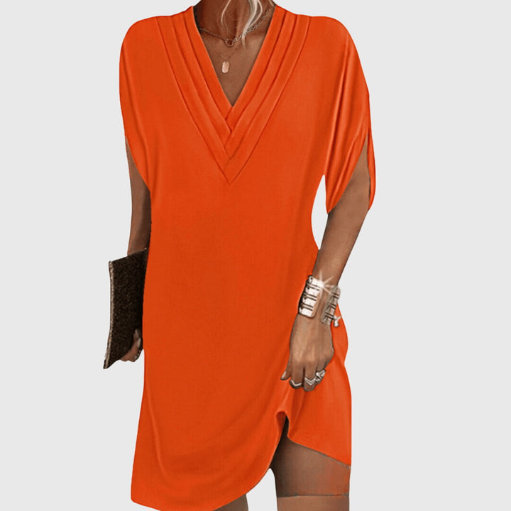 Helaine | V-Neck Shift Dress with Split Sleeves