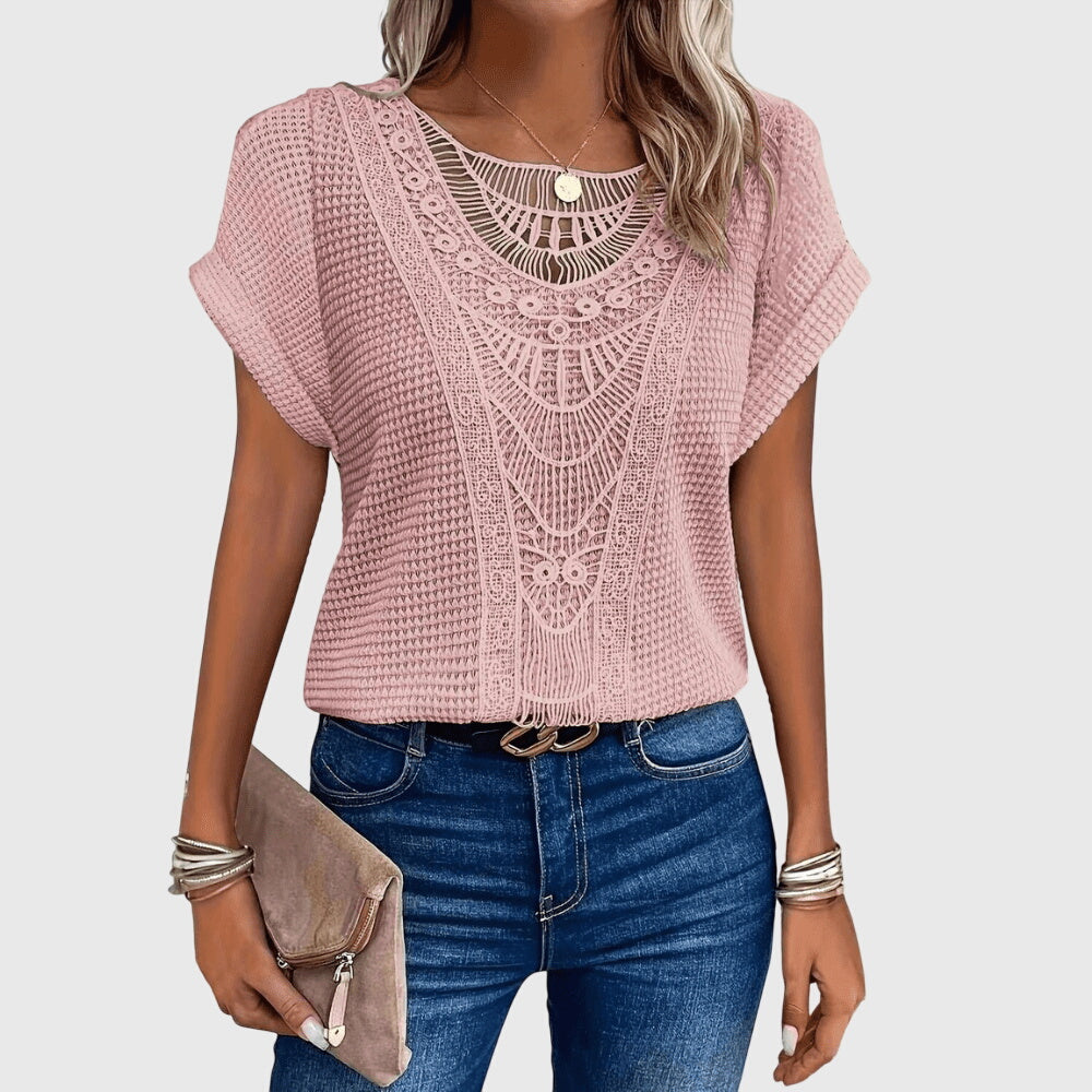 Verdi | Crochet Lace Detail Blouse Short Sleeve