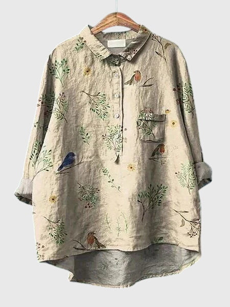 Winona | Floral Print Collared Button-Up Blouse