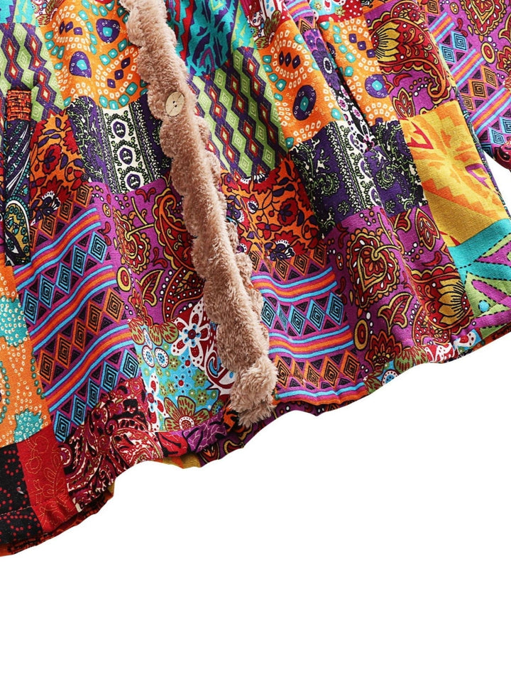 Estella | Patchwork Hooded Fleece Winter Coat