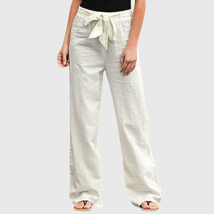 Mariel | Wide Leg Linen Pants with Tie Belt