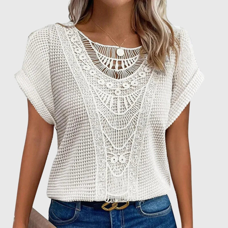 Verdi | Crochet Lace Detail Blouse Short Sleeve