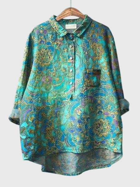 Winona | Floral Print Collared Button-Up Blouse
