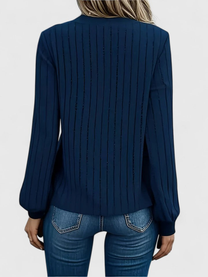 Zaneta | Ribbed V-Neck Sweater with Long Sleeves