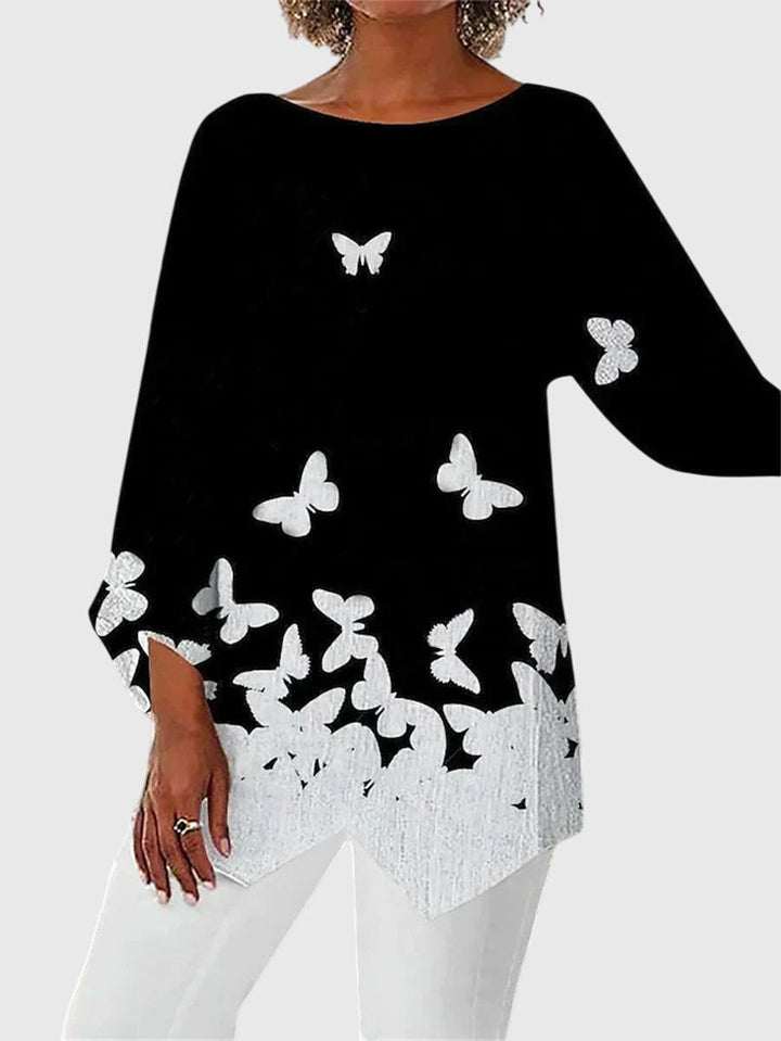 Jules | Butterfly Print Long Sleeve Tunic Top