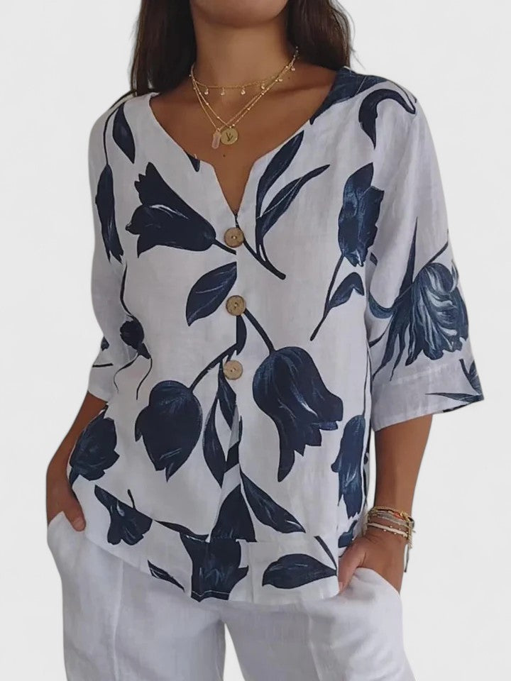 Isabel | Floral V-Neck Comfort Blouse