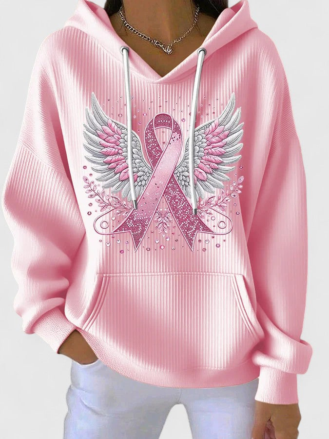 Ilse | Ribbon Wings Print Hoodie Sweatshirt