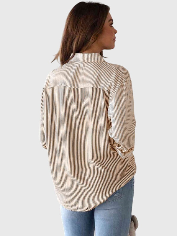 Irene | Striped Button Up Shirt with Collar