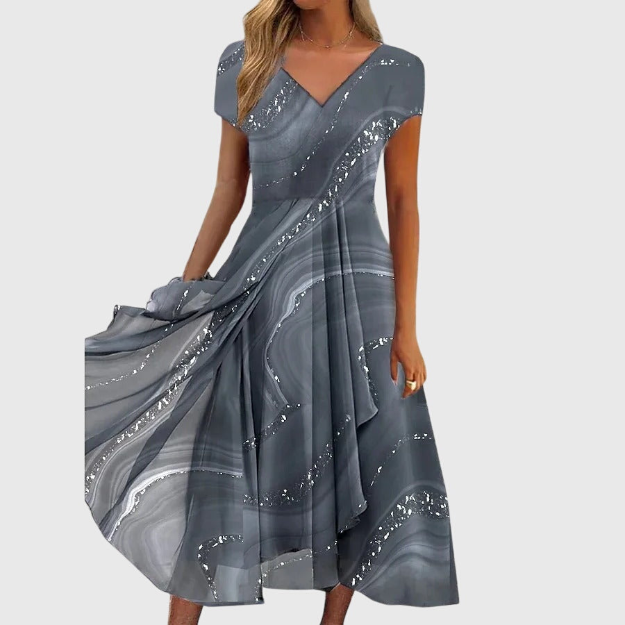 Coralina | Swirl Print Empire Waist Midi Dress