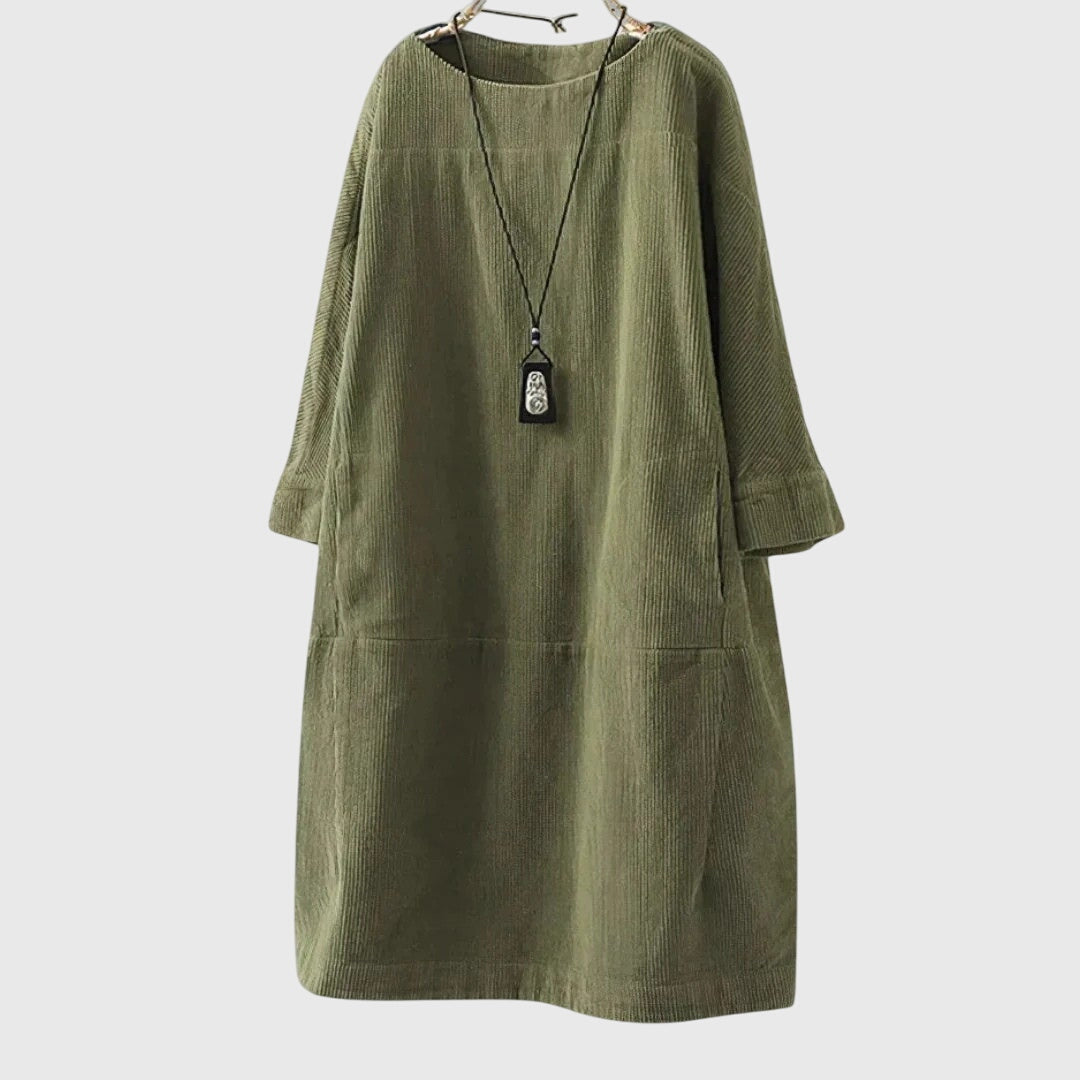 Talia | Corduroy Midi Dress with Pockets