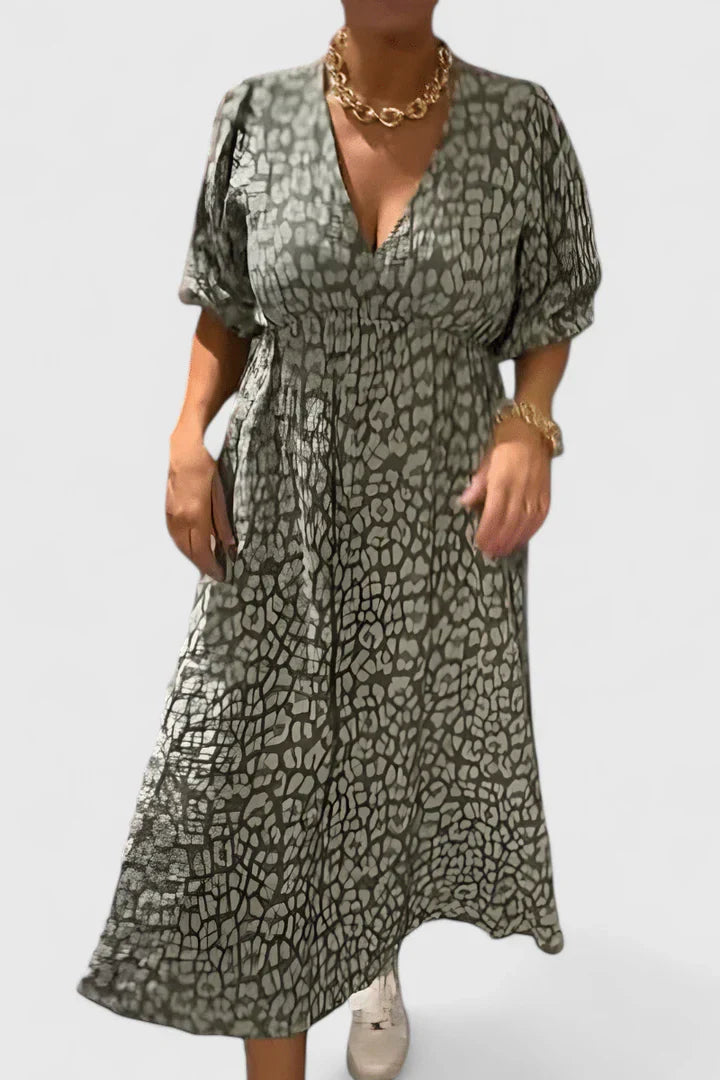 Liesel | Geometric Print Empire Waist Maxi Dress