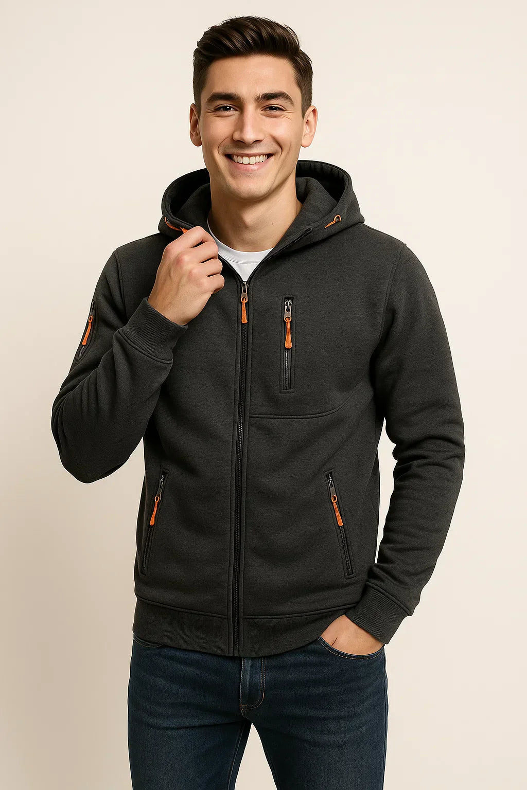 Sean | Casual Zip Front Hoodie