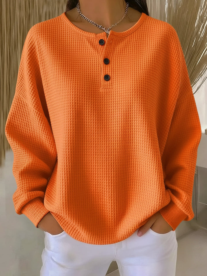 Kit | Relaxed Fit Waffle Knit Henley Sweater