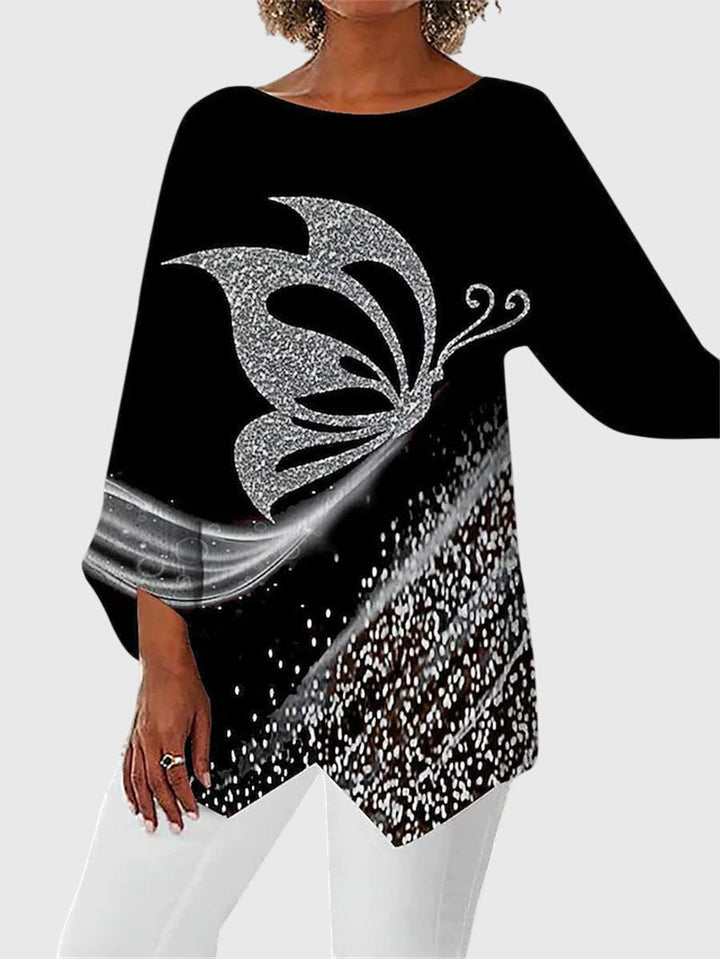 Jules | Butterfly Print Long Sleeve Tunic Top