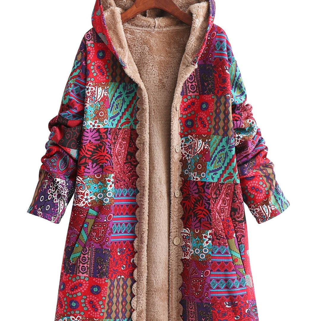 Estella | Patchwork Hooded Fleece Winter Coat