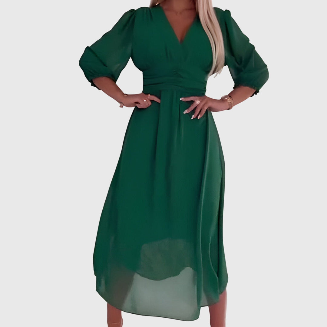 Elmira | Silky Chiffon Midi Dress