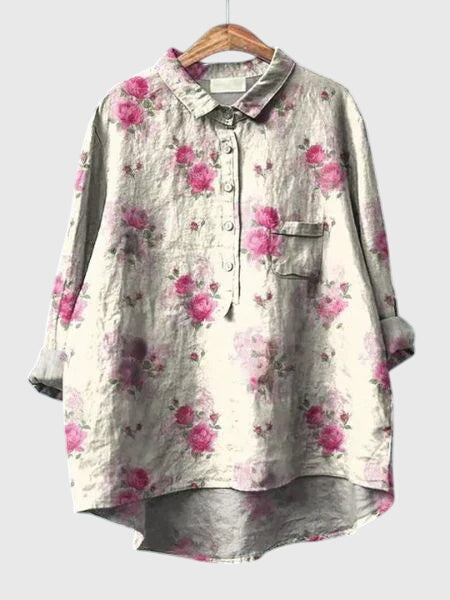 Winona | Floral Print Collared Button-Up Blouse