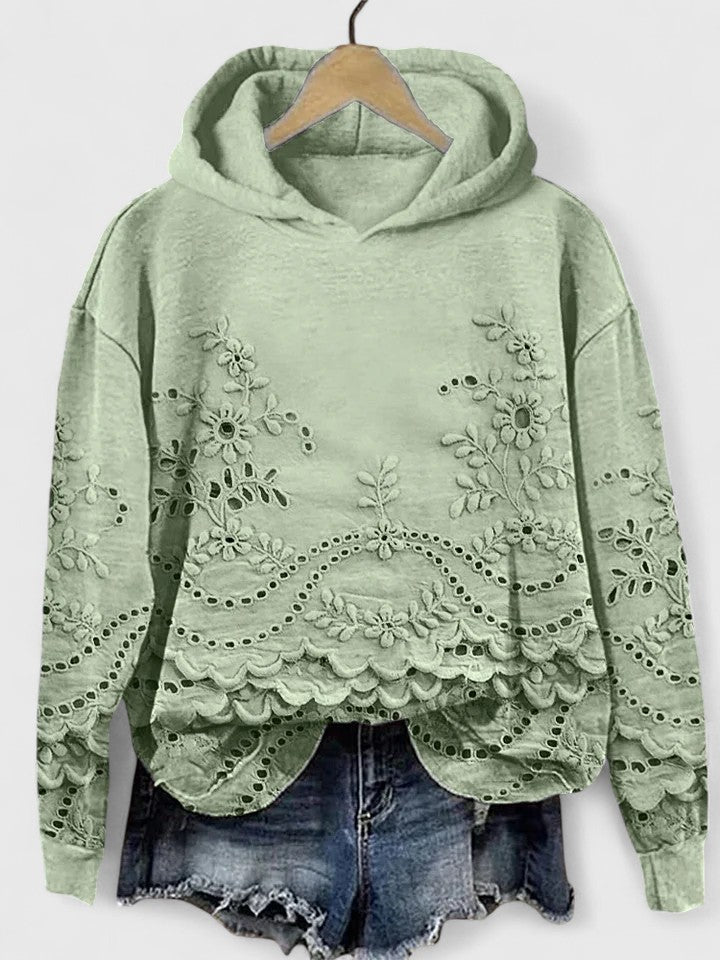 Lena | Floral Embroidered Eyelet Lace Hoodie