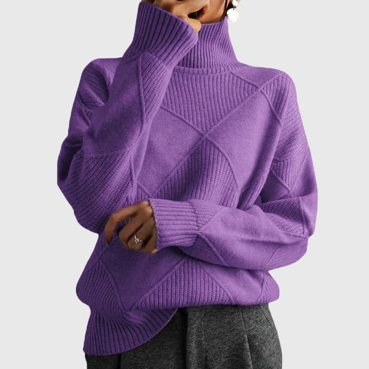 Neve | Geometric Knit Turtleneck Sweater with Long Sleeves