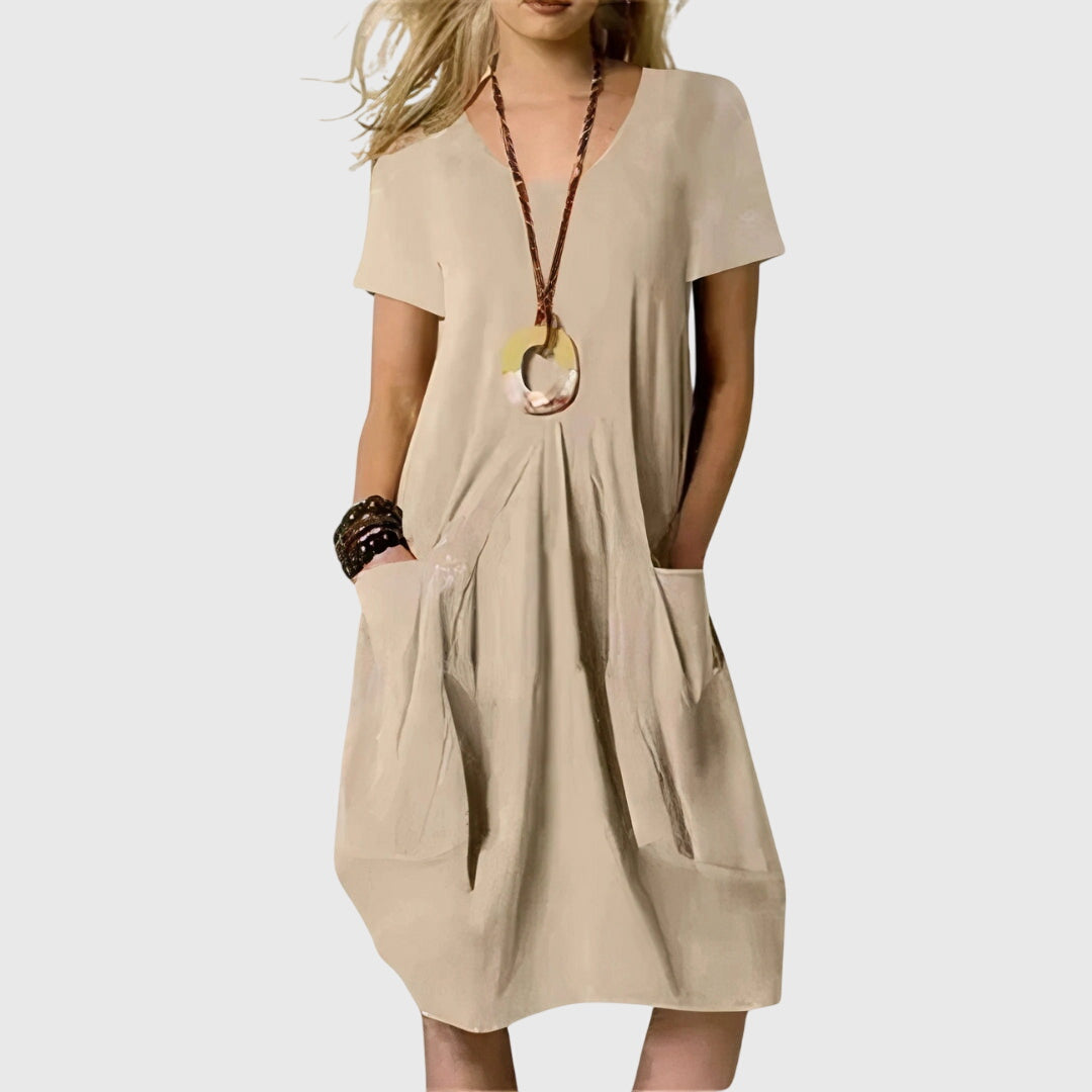 Annalinda | Linen Dress with Pockets Short Sleeves
